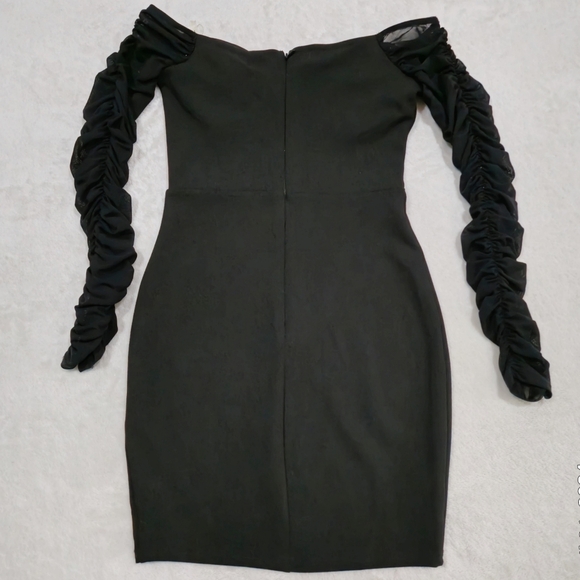 Little Black Dress ✦ Drop Waist Bodycon ✦ Long Sheer Sleeves + Padded Bust ✦ XS - Picture 9 of 17